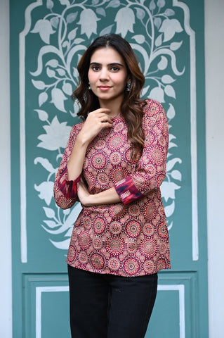 Handblock Cotton Printed Tops For Women