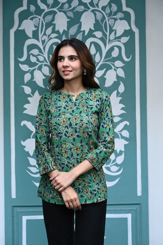 Handblock Cotton Printed Tops For Women