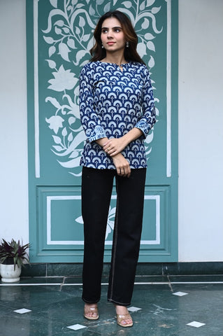 Handblock Cotton Printed Tops For Women