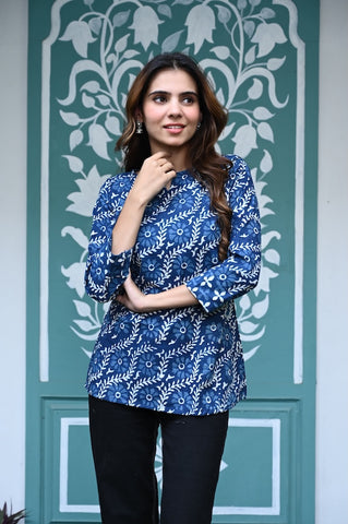Handblock Cotton Printed Tops For Women