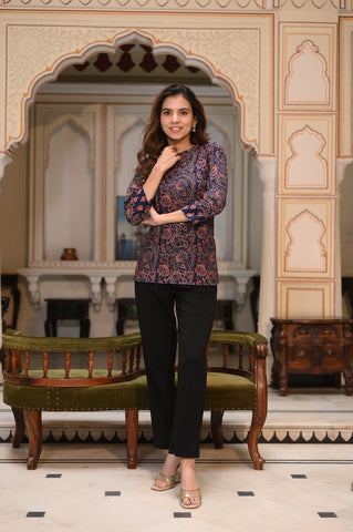 Handblock Cotton Printed Tops For Women