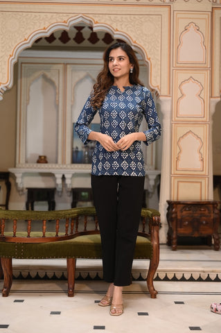 Handblock Cotton Printed Tops For Women