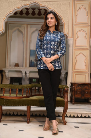 Handblock Cotton Printed Tops For Women
