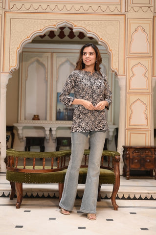 Handblock Cotton Printed Tops For Women