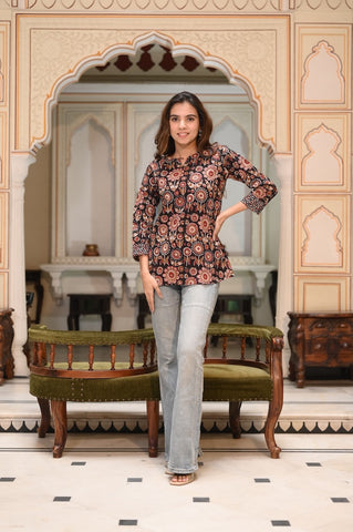 Handblock Cotton Printed Tops For Women