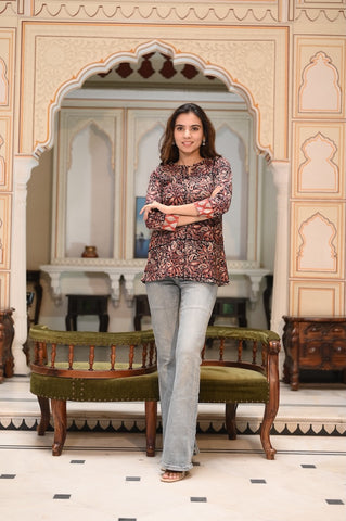 Handblock Cotton Printed Tops For Women