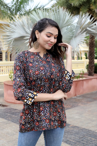 Handblock Cotton Printed Tops For Women