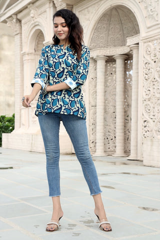 Handblock Cotton Printed Tops For Women