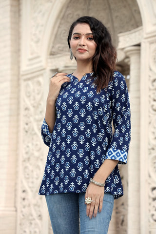 Handblock Cotton Printed Tops For Women