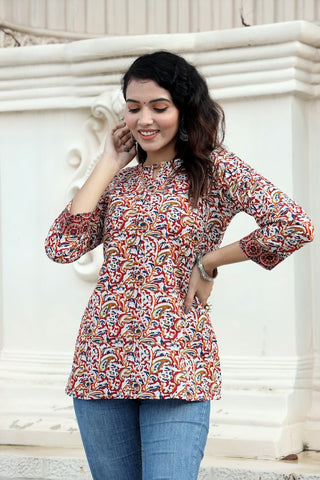 Handblock Cotton Printed Tops For Women