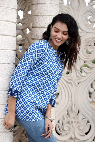 Handblock Cotton Printed Tops For Women