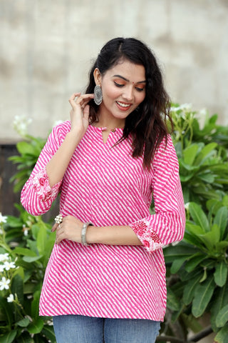 Handblock Cotton Printed Tops For Women