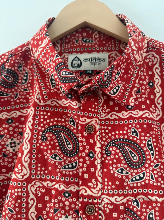 Traditional Full Sleeve Kalamkari Print Shirt for Men