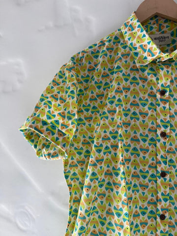 Cute Fish Print Cotton Short Sleeve Shirt for Men