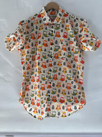 Cute Owl Print Half Sleeve Quirky Shirt