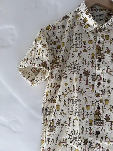 Tribal Print Vintage Cotton Shirt for Men