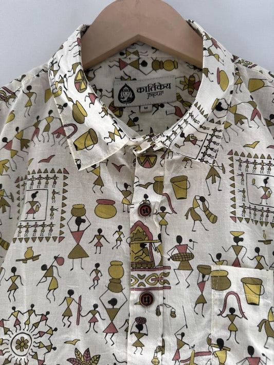 Tribal Print Vintage Cotton Shirt for Men