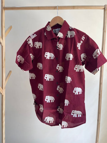 Classic Bold Elephant Print Half Sleeve Shirt for Women - Pre Book ( Dispatch by 25th MAY )