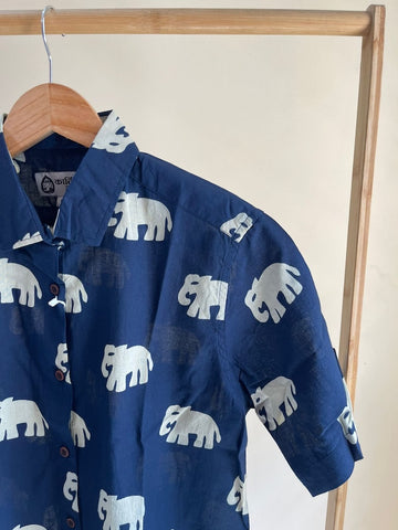 Classic Bold Elephant Print Half Sleeve Shirt for Women - Pre Book ( Dispatch by 25th MAY )
