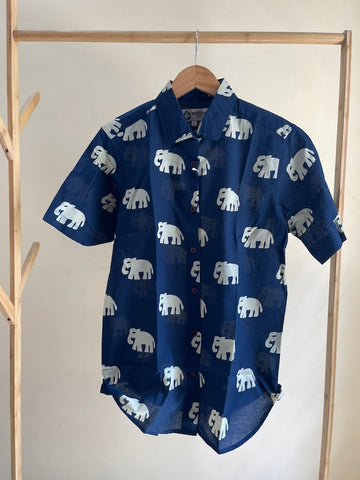 Classic Bold Elephant Print Half Sleeve Shirt for Women - Pre Book ( Dispatch by 25th MAY )