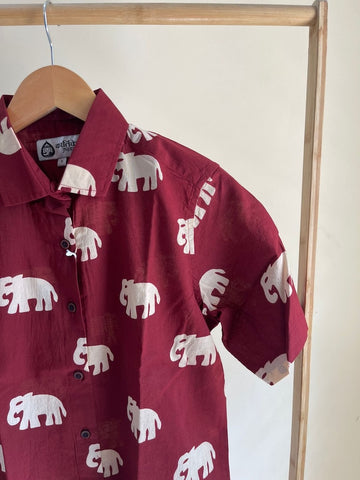 Classic Bold Elephant Print Half Sleeve Shirt for Women - Pre Book ( Dispatch by 25th MAY )