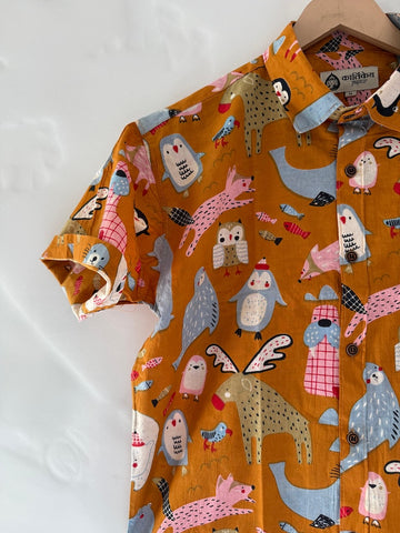 Quirky Penguin Print Cotton Shirt for Men - Limited Edition