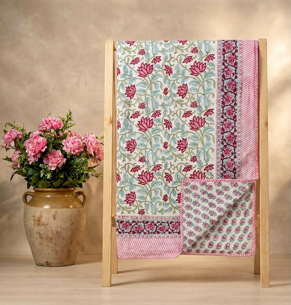 Hand Block Printed Premium Double Bed Reversible King Size Dohar's