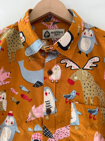 Quirky Penguin Print Cotton Shirt for Men - Limited Edition