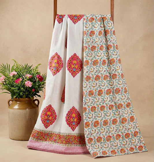 Hand Block Printed Premium Double Bed Reversible King Size Dohar's