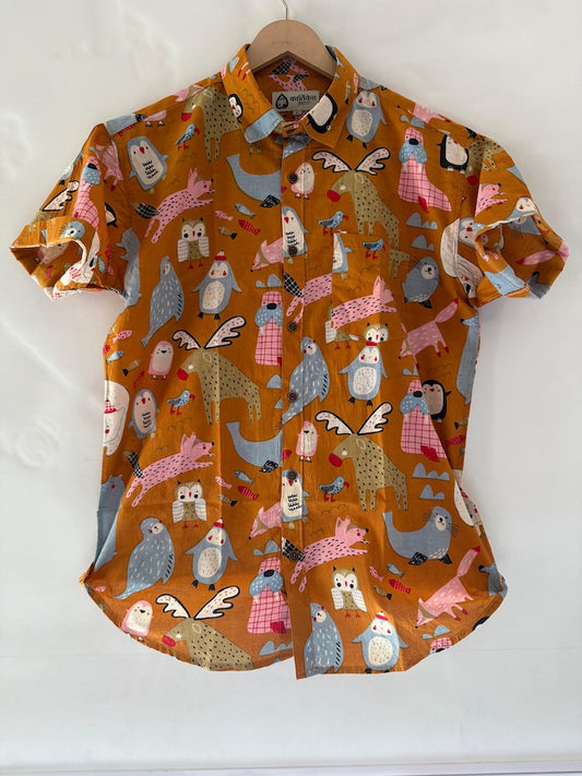 Quirky Penguin Print Cotton Shirt for Men - Limited Edition