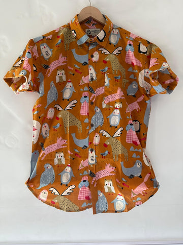 Quirky Penguin Print Cotton Shirt for Men - Limited Edition