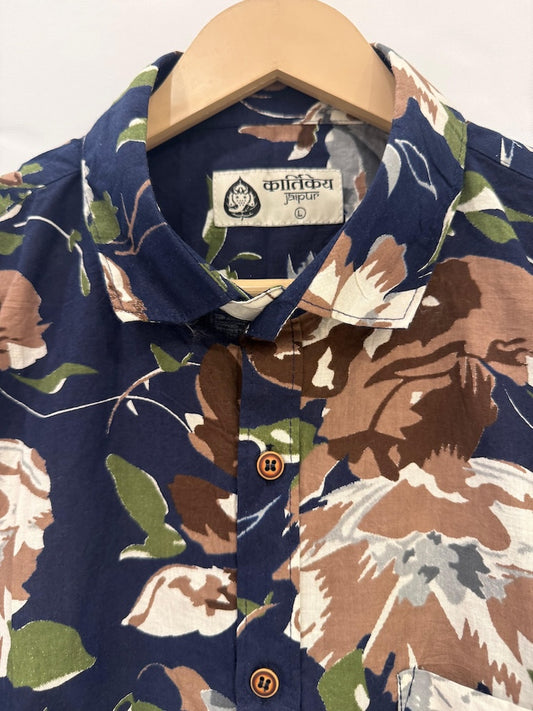 Classic Floral Print Shirt For Mens By Kartikeya Jaipur - Goa Vibe