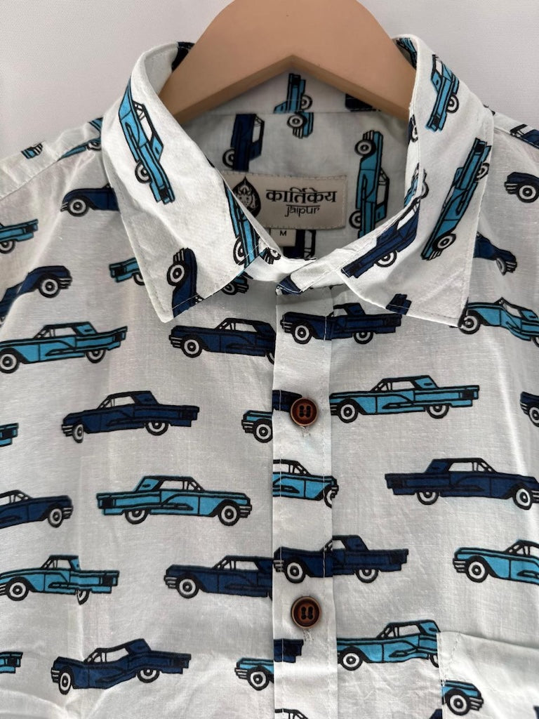Vintage Car Print Short Sleeve Shirt for men