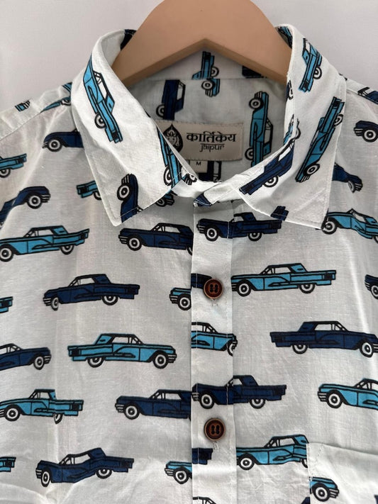 Vintage Car Print Short Sleeve Shirt for men