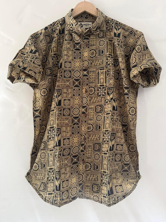 Short Sleeve Paisley Print Cotton Shirt For Men