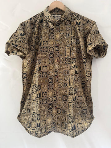 Short Sleeve Paisley Print Cotton Shirt For Men