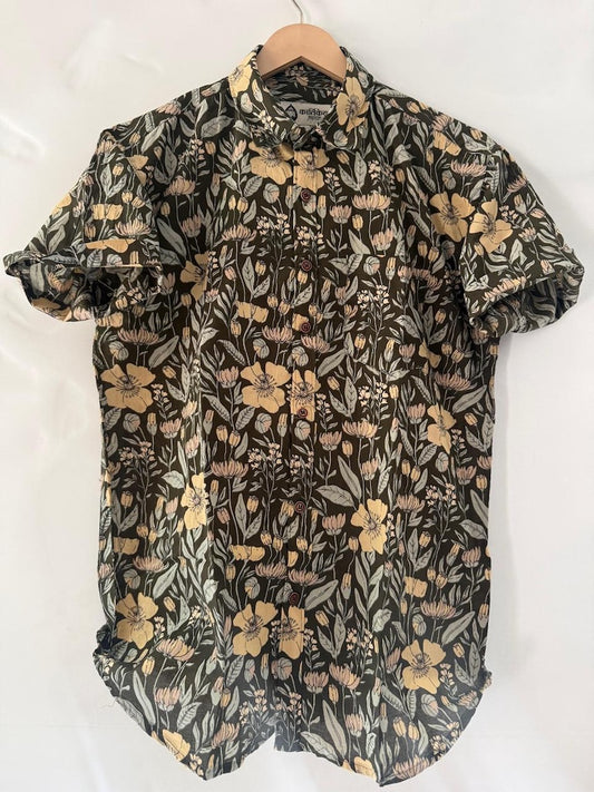 Floral Print Summer Cotton Shirt For Men