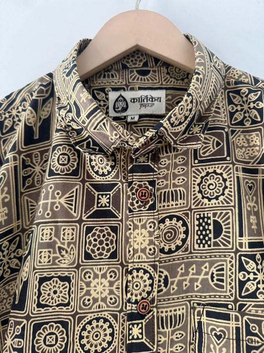 Short Sleeve Paisley Print Cotton Shirt For Men