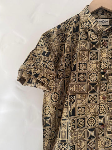 Short Sleeve Paisley Print Cotton Shirt For Men