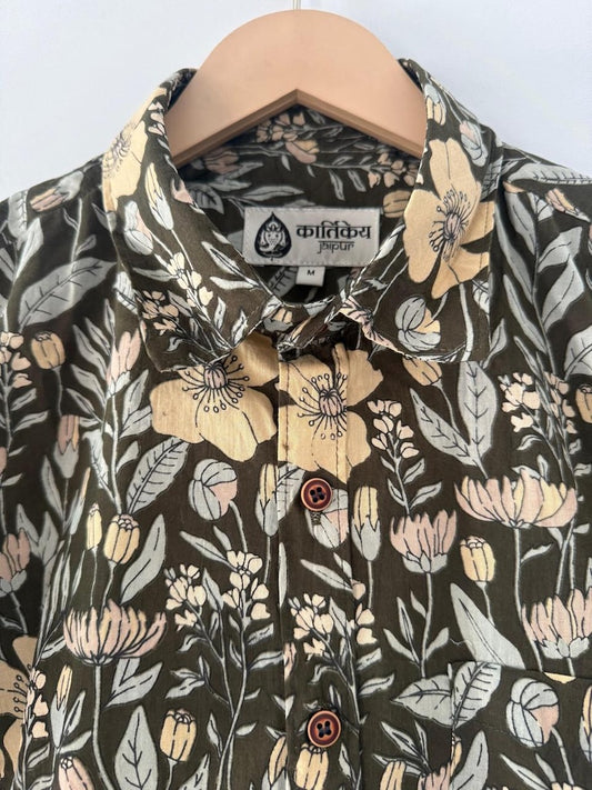 Floral Print Summer Cotton Shirt For Men