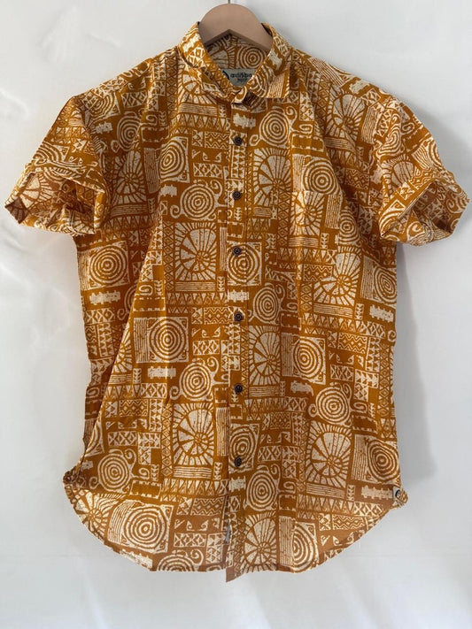 Short Sleeve Paisley Print Cotton Shirt For Men