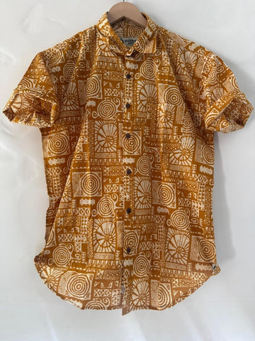 Short Sleeve Paisley Print Cotton Shirt For Men