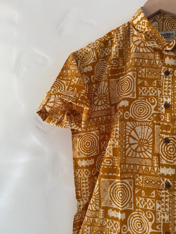 Short Sleeve Paisley Print Cotton Shirt For Men