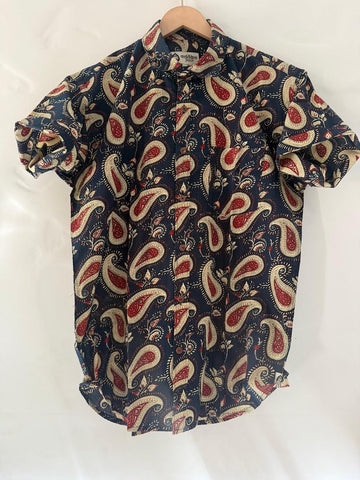 Short Sleeve Kalamkari Print Cotton Shirt For Men