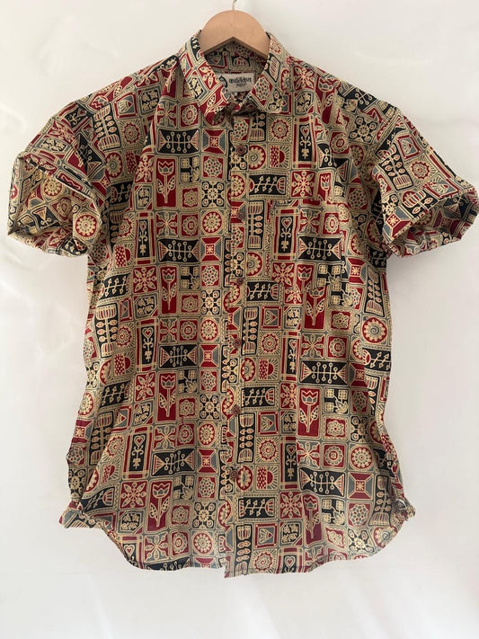 Short Sleeve Paisley Print Cotton Shirt For Men