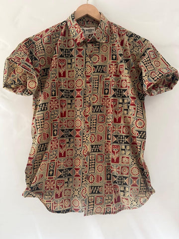 Short Sleeve Paisley Print Cotton Shirt For Men