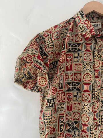 Short Sleeve Paisley Print Cotton Shirt For Men