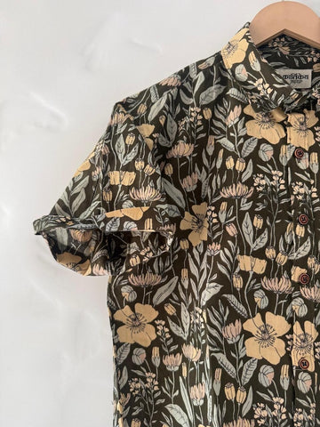 Floral Print Summer Cotton Shirt For Men