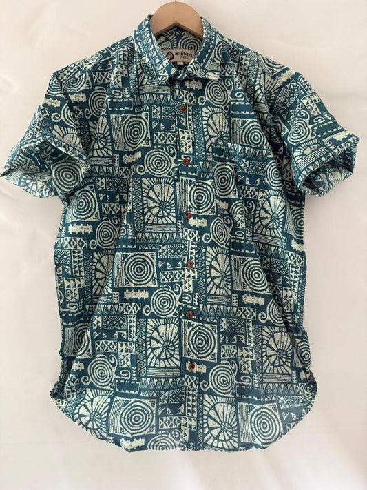 Short Sleeve Paisley Print Cotton Shirt For Men