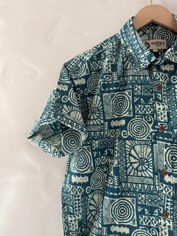 Short Sleeve Paisley Print Cotton Shirt For Men